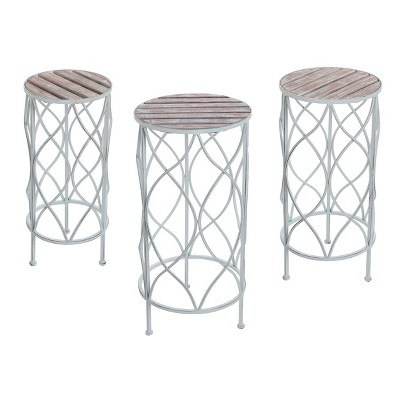 Transpac Metal 26.25 in. Multicolor Spring Swirly Plant Stands Set of 3