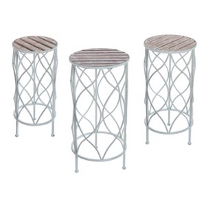 Transpac Metal 26.25 in. Multicolor Spring Swirly Plant Stands Set of 3 - 1 of 2