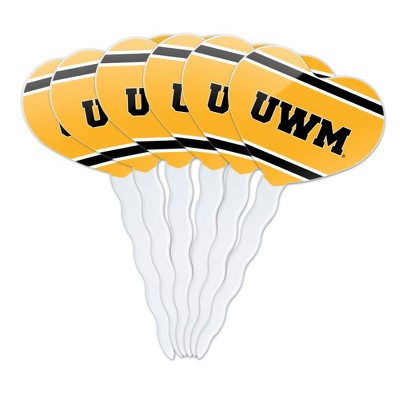 University of Wisconsin Milwaukee Official Stripes Heart Love Cupcake Picks Toppers Decoration Set of 6