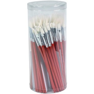 Sax White Synthetic Taklon Paint Brushes with Short Handles, Assorted Sizes, Set of 72 - 1 of 4