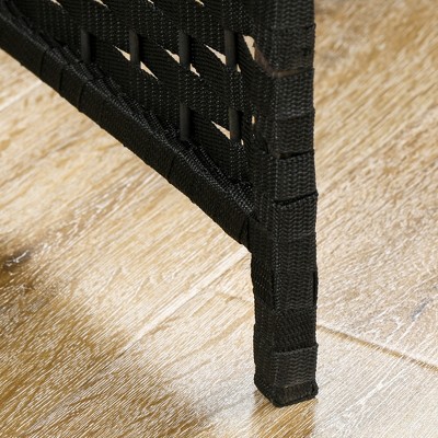 Black 4-Panel Folding Privacy Screen with Pine Wood Frame