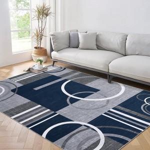 Abstract Circle Area Rugs for Living Room Soft Washable Rugs Ultra-Thin Non-Slip Modern Dining Room Carpet - 1 of 4