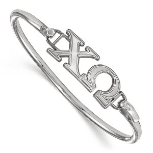 Black Bow Jewelry Sterling Silver Chi Omega Greek Life Bangle Bracelet 7 Inch - 1 of 3