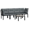 vidaXL Patio Furniture Set Outdoor Loveseat Sofa Black and Gray Poly Rattan - 3 of 4