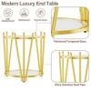 Dolonm Modern Luxury Gold End Table for Living Room, Round 8mm Black Tempered Glass Sofa Side Table - 3 of 4
