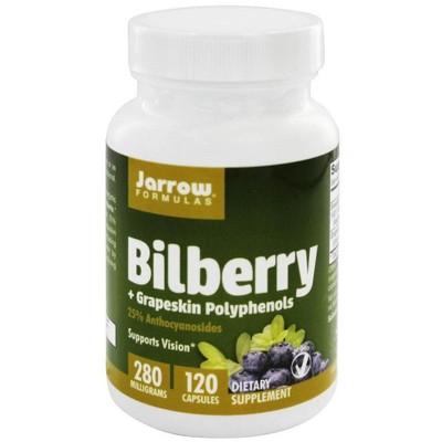 Jarrow Formulas Bilberry + Grapeskin Polyphenols 280 mg. Supplement  -  120 Count