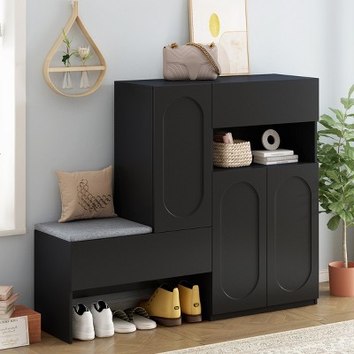 2-In-1 Shoe Storage Bench And Shoe Cabinets,Multi-functional Shoe Rack With Padded Seat - Maison Boucle