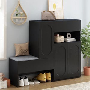 2-In-1 Shoe Storage Bench And Shoe Cabinets,Multi-functional Shoe Rack With Padded Seat - Maison Boucle - 1 of 4