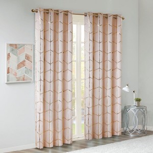 JUJABU 1 pc 50"x84" Total Blackout Metallic Print Grommet Top Curtain Panel - 1 of 4