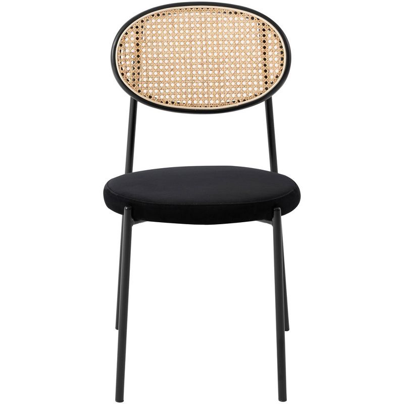 LeisureMod Euston Dining Chair with Wicker Back and Velvet Seat, 2 of 10