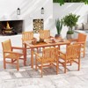 Costway 7 PCS Patio Wood Dining Table Set with 2” Umbrella Hole Outside Furniture Set - 4 of 4