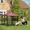 PawHut Outdoor Dog Kennel, Welded Wire Dog Run with 360° Rotating & 4 Levels Adjustable Bowls, Waterproof & UV Resistant Cover, 4.6' x 4.6' x 5' - 3 of 4