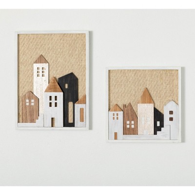 12.25" & 16.25" Sullivans Village Christmas Wall Decor Set of 2 Multicolor Indoor Christmas Decor