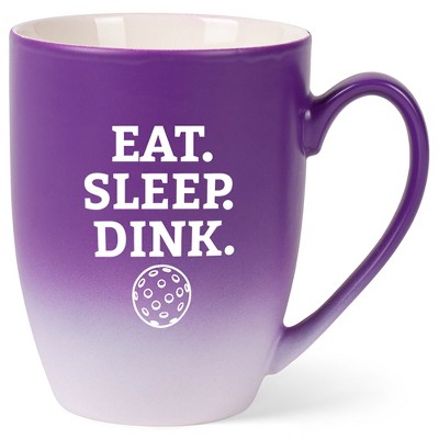 Elanze Designs Eat Sleep Dink Two Toned Ombre Matte Purple and White 12 ounce Ceramic Stoneware Coffee Cup Mug