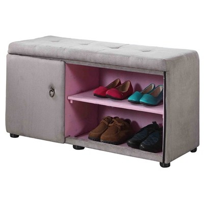 Shoe Storage Ottoman 18" - Silver Gray - Ore International