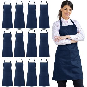 12-Pack Unisex Bib Aprons - Water-Resistant with 2 Pockets, Ideal for Restaurants, Events, and Team Use, Machine Washable - 1 of 4