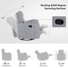 Whisen Upholstered Swivel Recliner with Removable Pillows - Dark Grey - 3 of 4