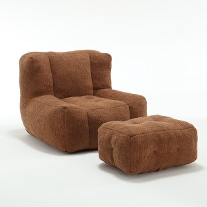 Cesicia 36.6 in-W x 38.6 in-D x 30.1 in-H Black Velvet Bean Bag Seats With Ottoman - 1 of 4