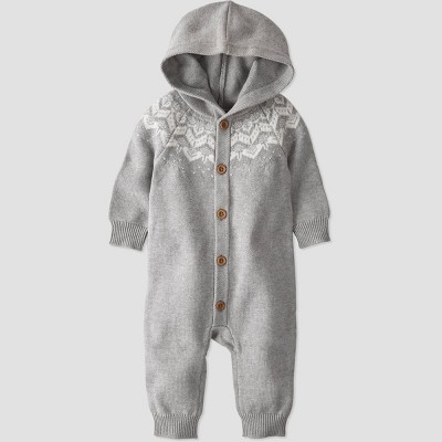 Baby Boys' Organic Cotton Hooded Sweater Cardigan - little planet by carter's Gray 6M