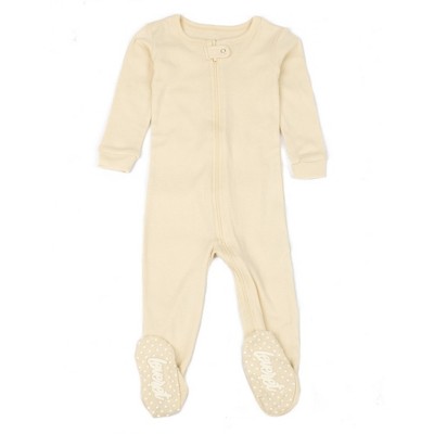 Image of Leveret Footed Cotton Pajamas Solid Off White 6-12 Month