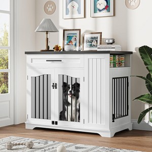 COZONY Furniture Style Dog Crate for Large Dogs with Feeding Station & Storage - 1 of 4