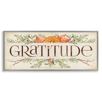 Stupell Industries Seasonal Gratitude Floral Leaves, 24" x 10"