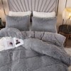 Plush Shaggy Duvet Cover Set, Queen Size, Set of 3, Grey, Luxury Soft Bedding - 2 of 4