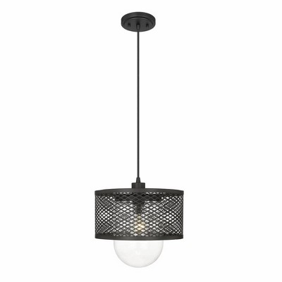 Matte Black Glass Indoor/Outdoor Pendant Light