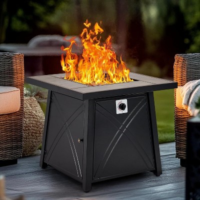 Acekool 28" Outdoor Gas Fire Pit Table - 50,000 BTU with Lid & Lava Rocks