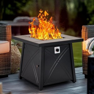Acekool 28" Outdoor Gas Fire Pit Table - 50,000 BTU with Lid & Lava Rocks - 1 of 4
