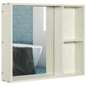 kleankin 31.5" x 25.5" Medicine Cabinet with Mirror, 2-Tier Storage Shelf, Wall Mounted Bathroom Cabinet, White - 1 of 4