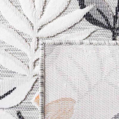 Gray Floral Synthetic Indoor/Outdoor Area Rug 6'5" x 9'6"