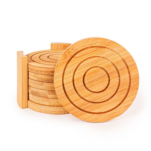  6 Pcs Best Wooden Coasters with Holder Coffee Table Coasters  for Drink Acacia Wood Coaster Set Modern Cup Coasters Cute Beer Coaster Bar  Coasters Decorative Beverage Coffee Table Coasters : Home