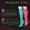 Tipi Toe 3 Compression Socks for Men & Women Mystic Monochrome Violet Space Dye Accents Patterned Knee High Socks (12-14 mmHg) - 3 of 4