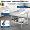 Commercial Steel Work & Prep Table, 3-Sided Backsplash Heavy Duty Prep Worktable, Casters Heavy Duty Food Prep Worktable for Hotel, Home, Restaurant - 4 of 4