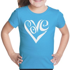 LA Pop Art Girl's Word Art T-shirt - Script Love Heart - 1 of 4