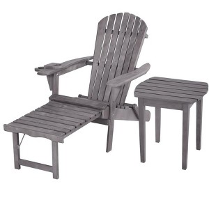 Jiallo Oceanic Collection Adirondack Chaise Lounge Chair Foldable, cup and glass holder, built in ottoman, Set of 1 Lounge chair and 1 end table - 1 of 4