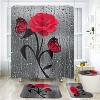 LunaLulinlk 4 Pcs Bathroom Shower Curtain Set Red Rose Shower Curtain - 2 of 4