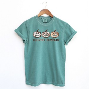Simply Sage Market Women's Country Pumpkin Short Sleeve Garment Dyed Tee - 1 of 2