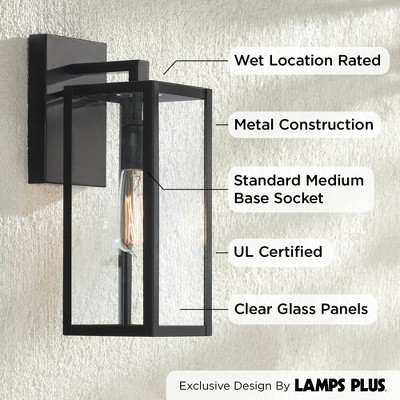 Mystic Black Modern Outdoor Wall Light Set with Clear Glass