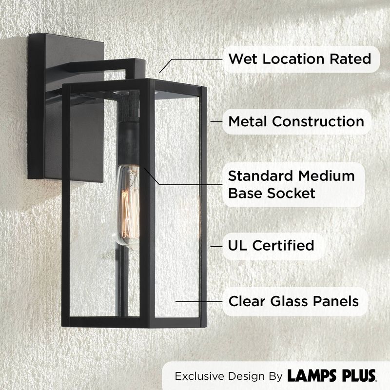 John Timberland Titan Modern Outdoor Wall Light Fixtures Set of 2 Mystic Black 14 1/4" Clear Glass for Post Exterior Barn Deck House Porch Yard Patio, 5 of 8