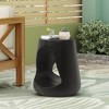 Lyngins Round Outdoor End Tables, Wood-Effect MGO Outdoor Side Table, Hollow Base Patio End Table for Outside or Indoor Use - 2 of 4