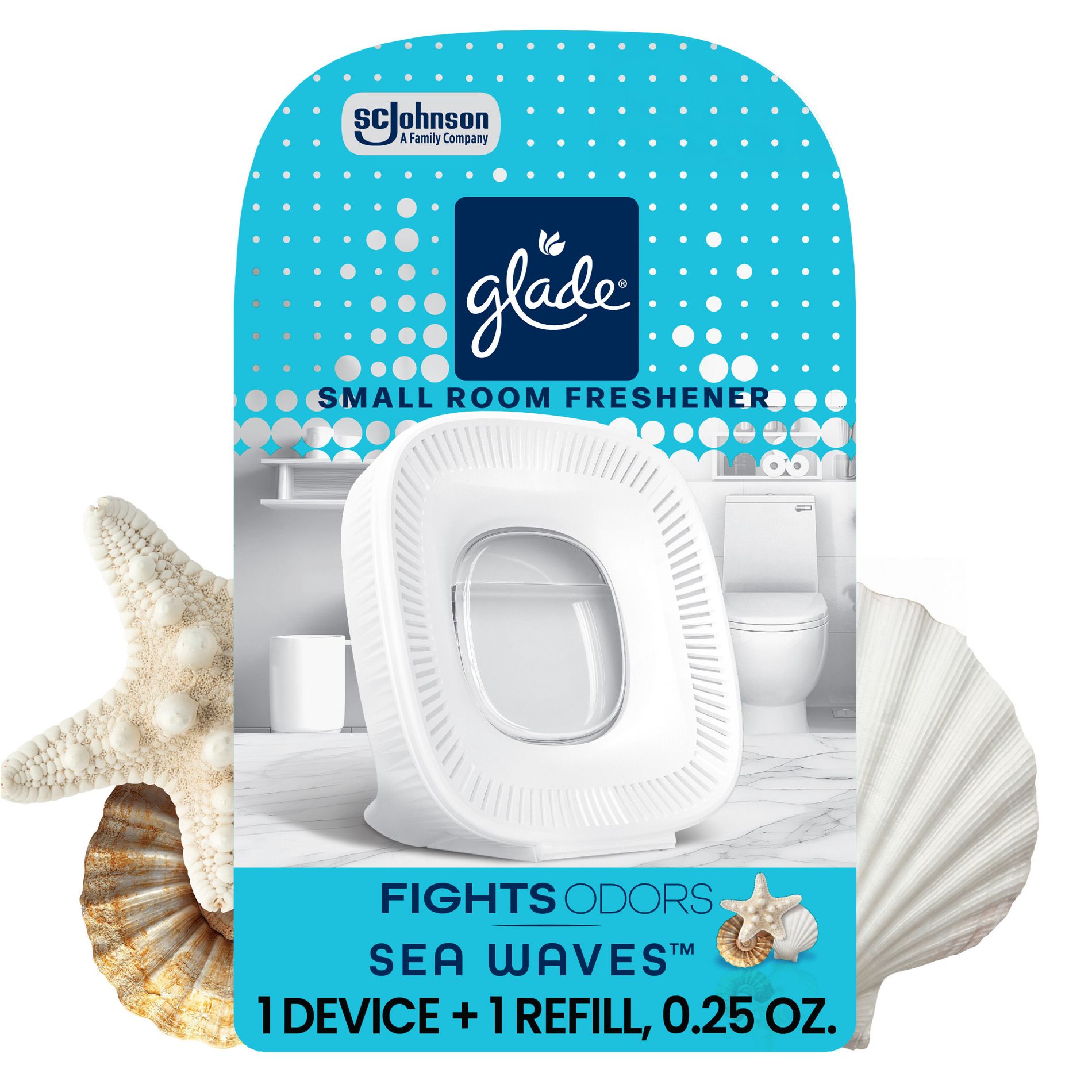 Glade Small Room Freshener Starter Kit for Bathrooms & Small Spaces - Sea Waves - 0.25oz: Oil Non-Powered