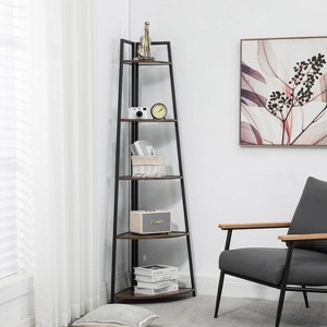 Acekool 5-Tier Corner Shelf, Space-Saving Storage Rack with Rounded Edges, Metal Frame for Living Room Bedroom Kitchen Balcony, Easy Assembly - 1 of 4