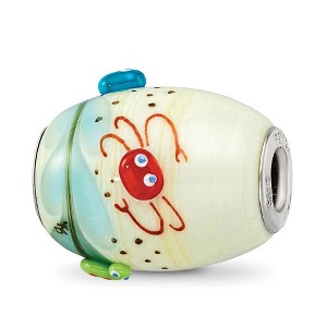 Black Bow Jewelry Fenton Sterling Silver Sea Life Catchn A Wave Glass Bead Charm - 1 of 4