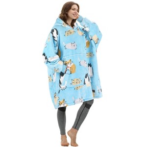 Catalonia Oversized Fleece Flannel Blanket Hoodie Sweatshirt for Women Men, Warm Wearable Blanket Pullover Adult, Cozy Christmas Gift for Wife Woman - 1 of 4