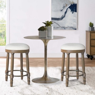 Light Oak Bar Stools Set of 2, 26" Counter Height, 360° Swivel Wood Bar Stools