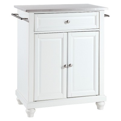 Cambridge Stainless Steel Top Portable Kitchen Island - White - Crosley