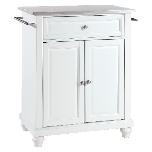 Cambridge Stainless Steel Top Portable Kitchen Island - White - Crosley - image 1 of 4