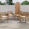 Outdoor Dining Chair Set of 2 with Cushion, Acacia Wood Patio Arm Chairs for Garden or Balcony,Modern Wicker Dining Chair Set-Cuddlewood - 3 of 4